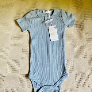 New Jamie Kay Organic Essential Tee Bodysuit Faded Denim Size 6-12 Months